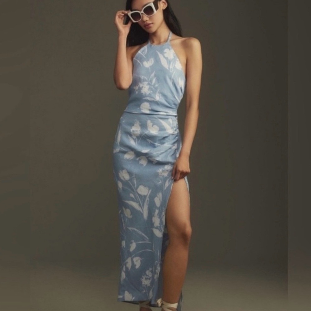 Reformation Sadey Linen Halter Dress